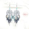 Boucles d'oreilles dreamcatcher et fleurs fines estampes nature bleu nuit beige vert perles par Odacassie