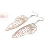 Boucles d'oreilles ailes de fée or rose argenté blanc irisé fines estampes perles par Odacassie