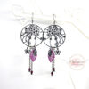 Boucles d'oreilles fleurs noires violettes pièce unique par Odacassie