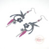 Boucles d'oreilles colibris au choix avec fleur d'hibiscus bleu vert rose fuchsia ou bleu turquoise par Odacassie les créations de Cassandre