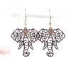 Boucles d'oreilles têtes d'éléphants bordeaux marron doré par Odacassie