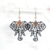 Boucles d'oreilles têtes d'éléphants noir doré par Odacassie
