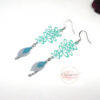 Boucles d'oreilles vert turquoise émeraude cascade de fleurs par Odacassie