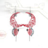 Boucles d'oreilles lunes fleuries rouges et noires fines estampes acier inoxydable par Odacassie