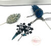 Collier papillon noir fleurs plume bleu vert par Odacassie