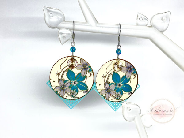 Boucles d'oreilles fleurs et losanges par Odacassie