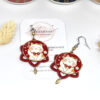 Boucles d'oreilles chats kawaii esprit japonais rouge blanc doré par Odacassie