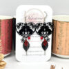 Boucles d'oreilles chats amoureux cœur noir rouge fleurs feuilles perles par Odacassie