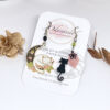 Boucles d'oreilles chat blanc chat noir lune fleurs feuille rose vert asymétriques par Odacassie