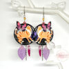 Boucles d'oreilles chat roux papillons fleurs plumes feuilles perles esprit attrape-rêves multicolores par Odacassie