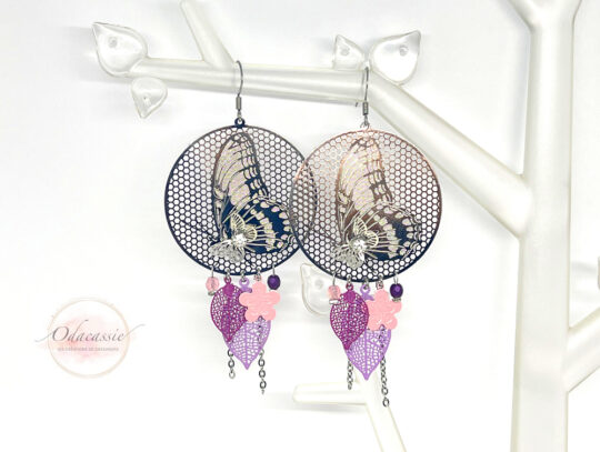 Boucles d'oreilles doubles papillons attrape-rêves par Odacassie