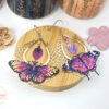 Boucles d'oreilles dentelle et papillons au choix version dorée ou argentée estampes fleurs feuilles perles par Odacassie