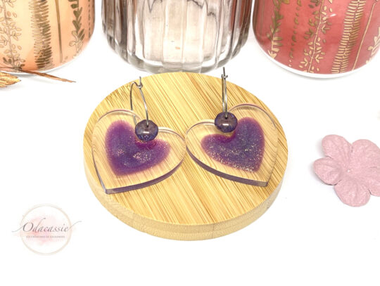 Boucles d'oreilles cœurs pailletés offertes pour toute commande par Odacassie