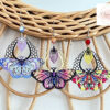 Boucles d'oreilles papillons dentelle feuilles fleurs perles coloris au choix par Odacassie