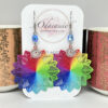 Boucles fleuries multicolores boucles d'oreilles rosaces argentées perles arc-en-ciel par Odacassie