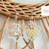 Boucles d'oreilles pastel chat fleurs feuille perles rose blanc doré boucles d'oreilles asymétriques par Odacassie