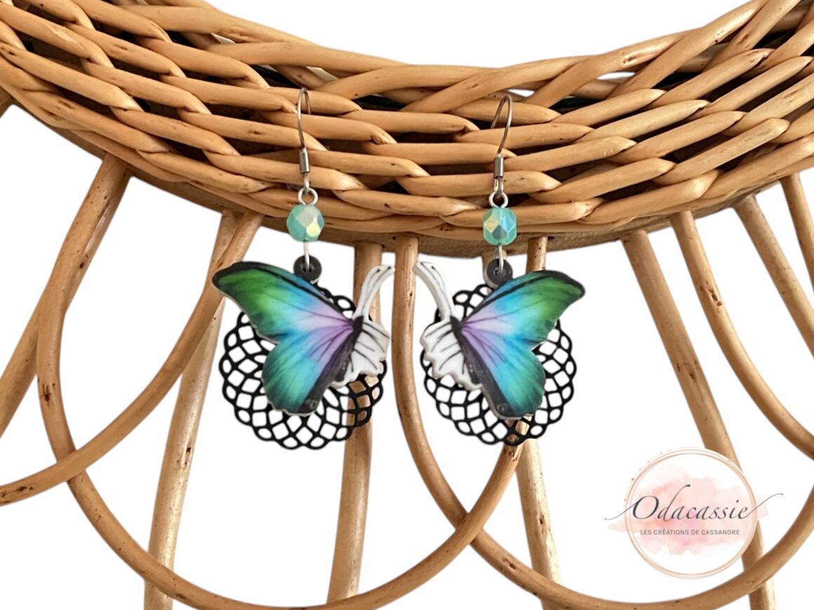 Boucles D'oreilles Pendantes Femme - Perle Fleur Mauve/parme, Bronze, Cadeau Romantique